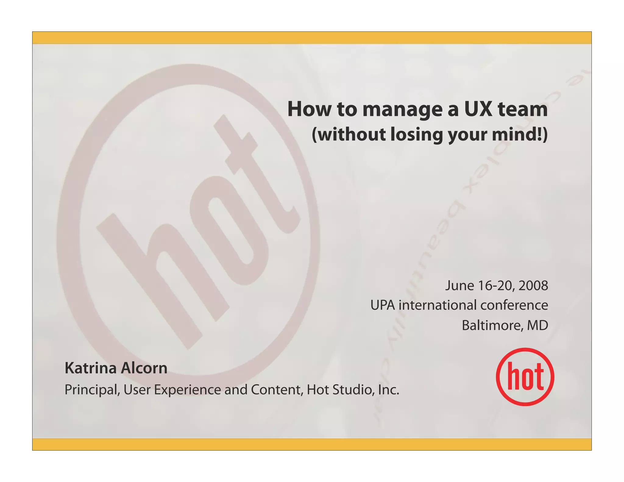 How to Manage a UX Team