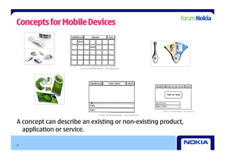 Concepts for Mobile Devices




A concept can describe an existing or non-existing product,
  application or service.

11
 