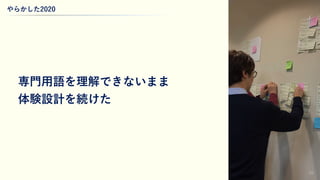 やらかした2020
23
専門用語を理解できないまま
体験設計を続けた
 