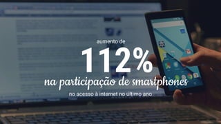 112%
aumento de
no acesso à internet no último ano
na participação de smartphones
 