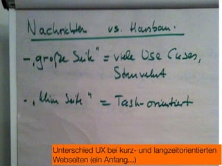 Unterschied UX bei kurz- und langzeitorientierten
Webseiten (ein Anfang...)