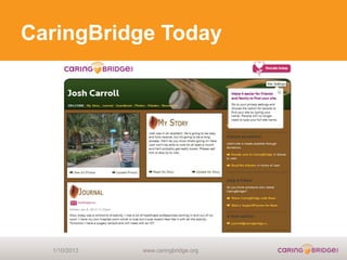 CaringBridge Today




  1/10/2013   www.caringbridge.org
 