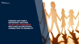 FRIENDS AND FAMILY
REPRESENT ANOTHER
105 MILLION CONSUMERS
WHO HAVE AN EMOTIONAL
CONNECTION TO DISABILITY
 