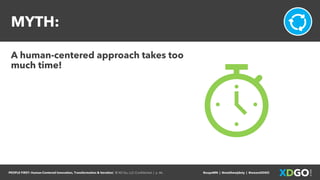 PEOPLE FIRST: Human-Centered Innovation, Transformation & Iteration| © XD Go, LLC Confidential | p. 46. @uxpaMN | @matthewjdoty | @weareXDGO
MYTH:
A human-centered approach takes too
much time!
 