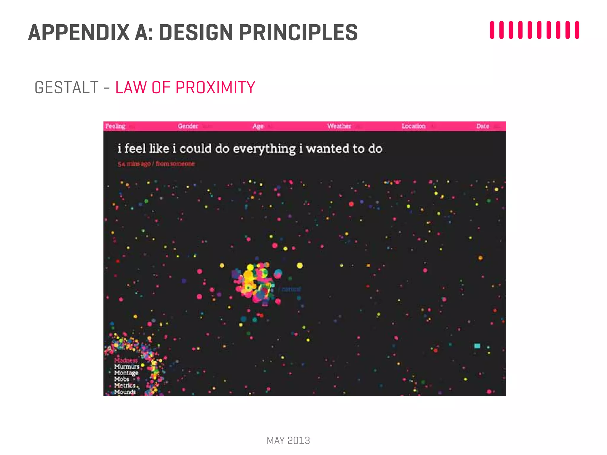 APPENDIX A: DESIGN PRINCIPLES
MAY 2013
GESTALT - LAW OF PROXIMITY
 