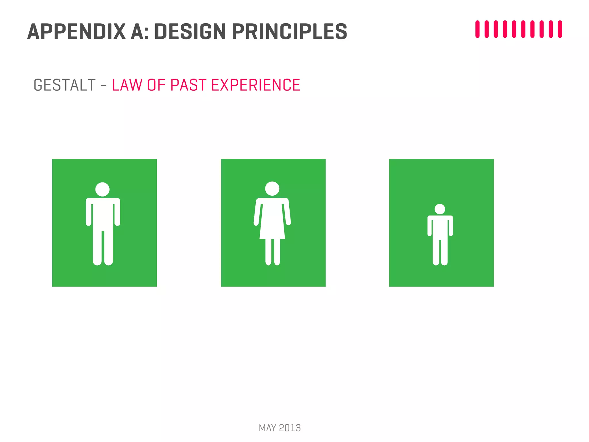 APPENDIX A: DESIGN PRINCIPLES
MAY 2013
GESTALT - LAW OF PAST EXPERIENCE
 