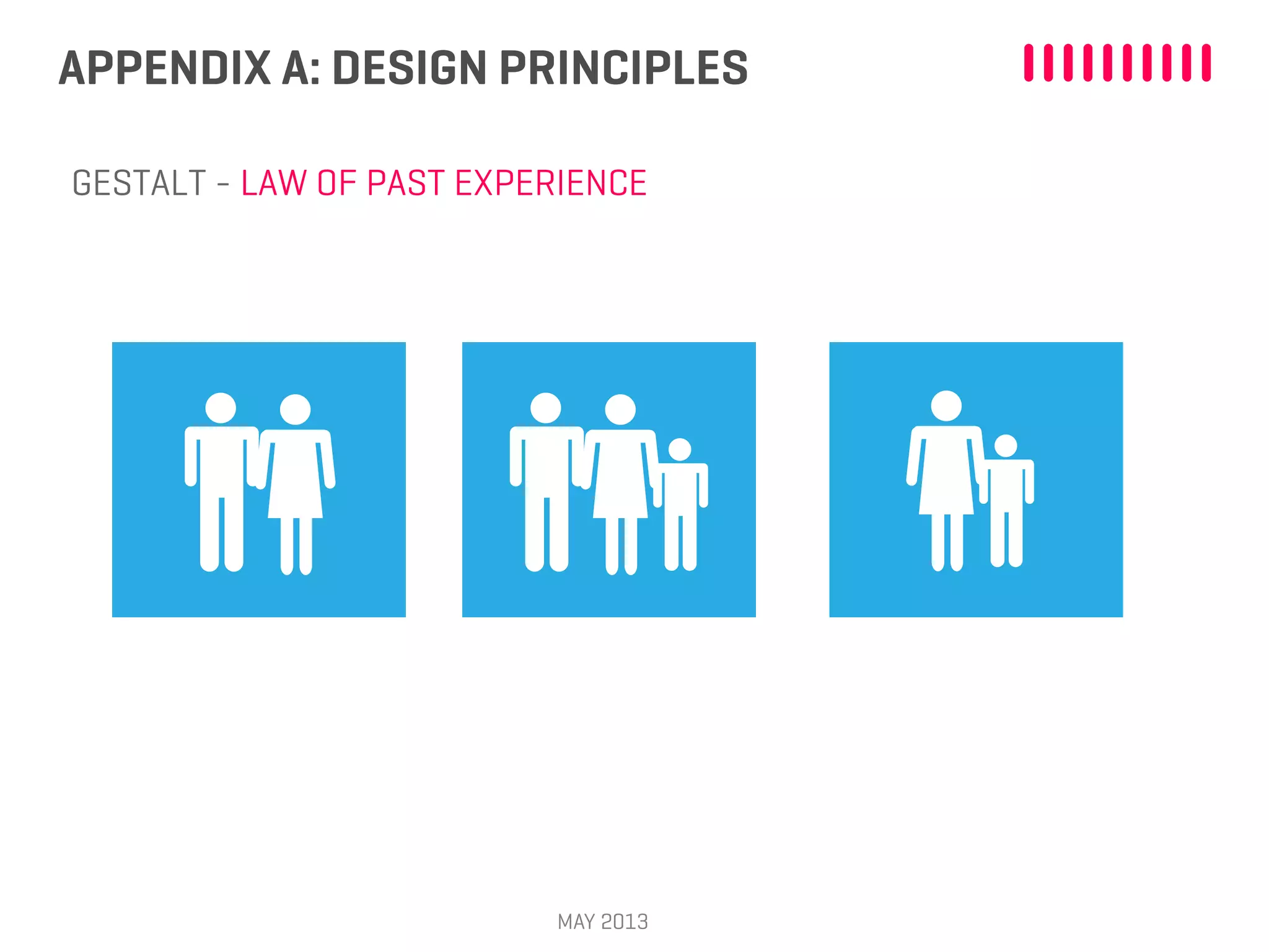 APPENDIX A: DESIGN PRINCIPLES
MAY 2013
GESTALT - LAW OF PAST EXPERIENCE
 