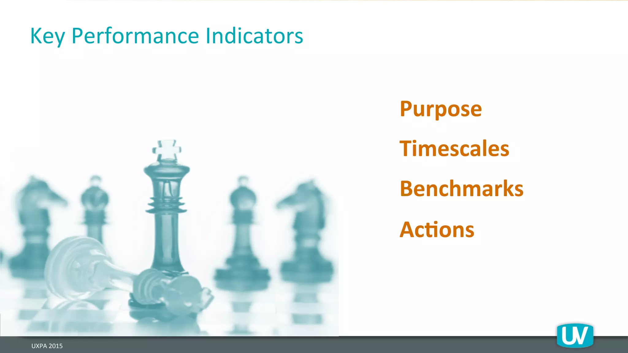 Key	
  Performance	
  Indicators	
  
Purpose	
  
Timescales	
  
Benchmarks	
  
AcRons	
  
	
  
UXPA	
  2015	
  
 