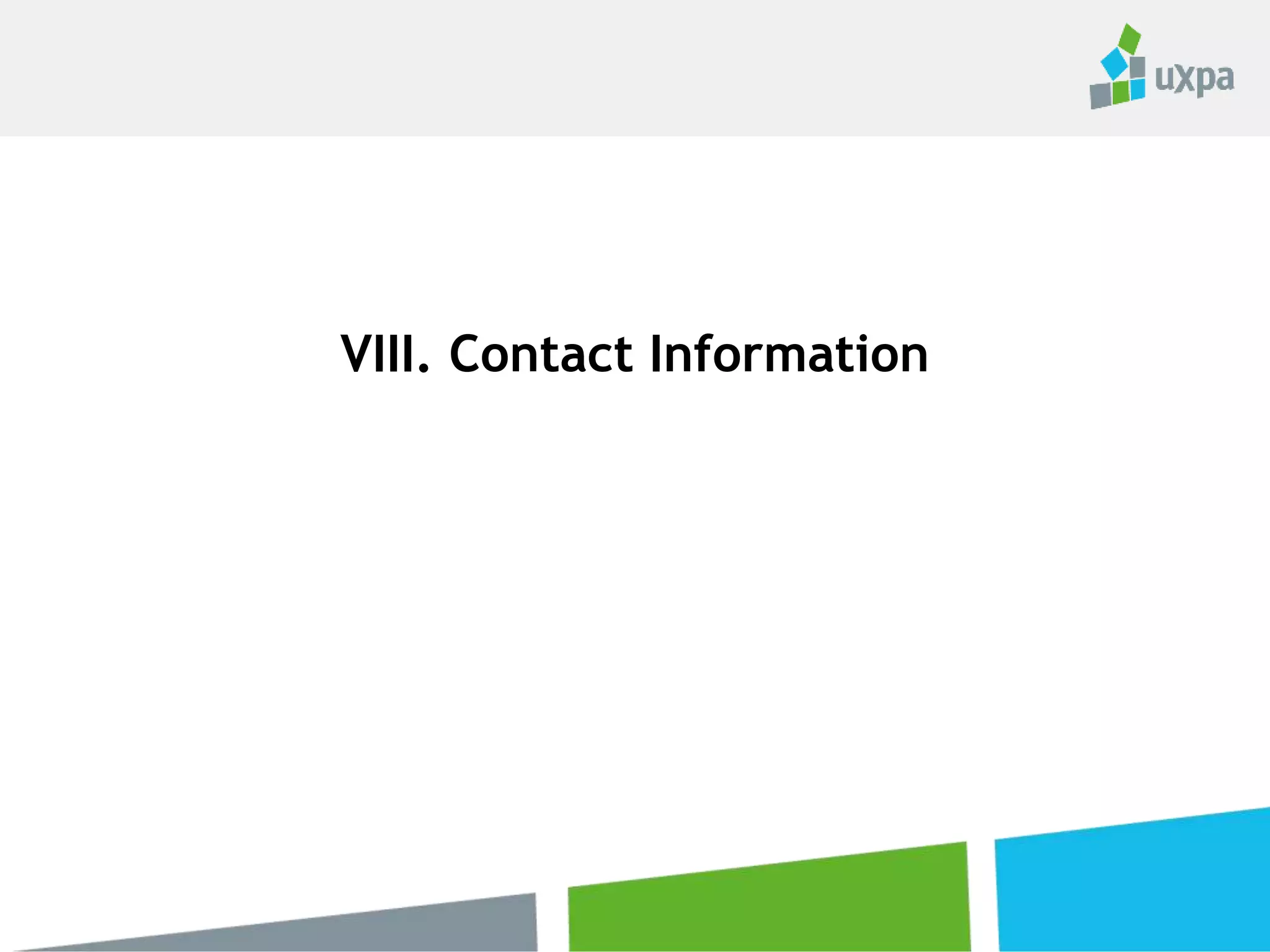 VIII. Contact Information
 