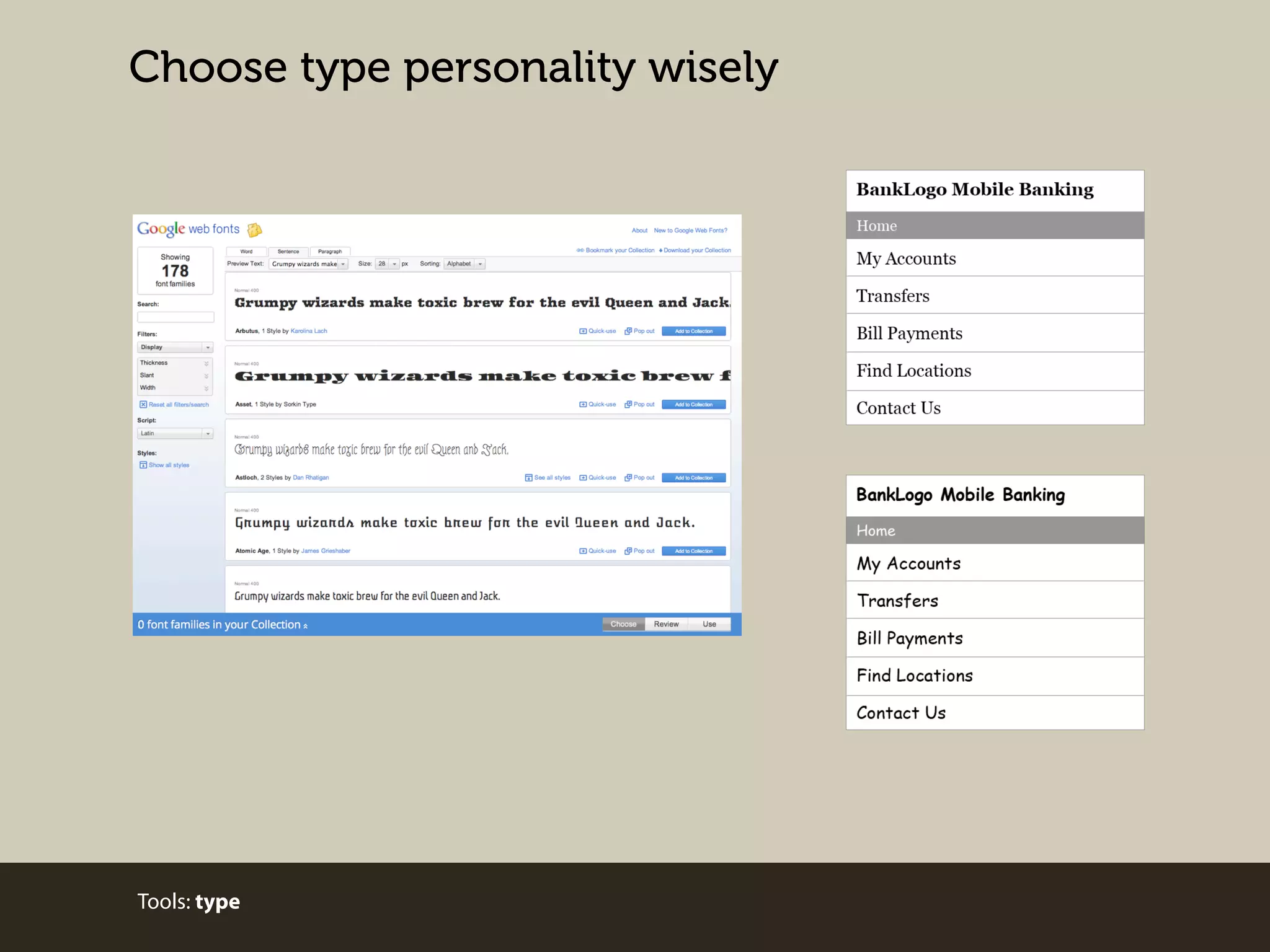 Choose type personality wisely

Tools: type

 