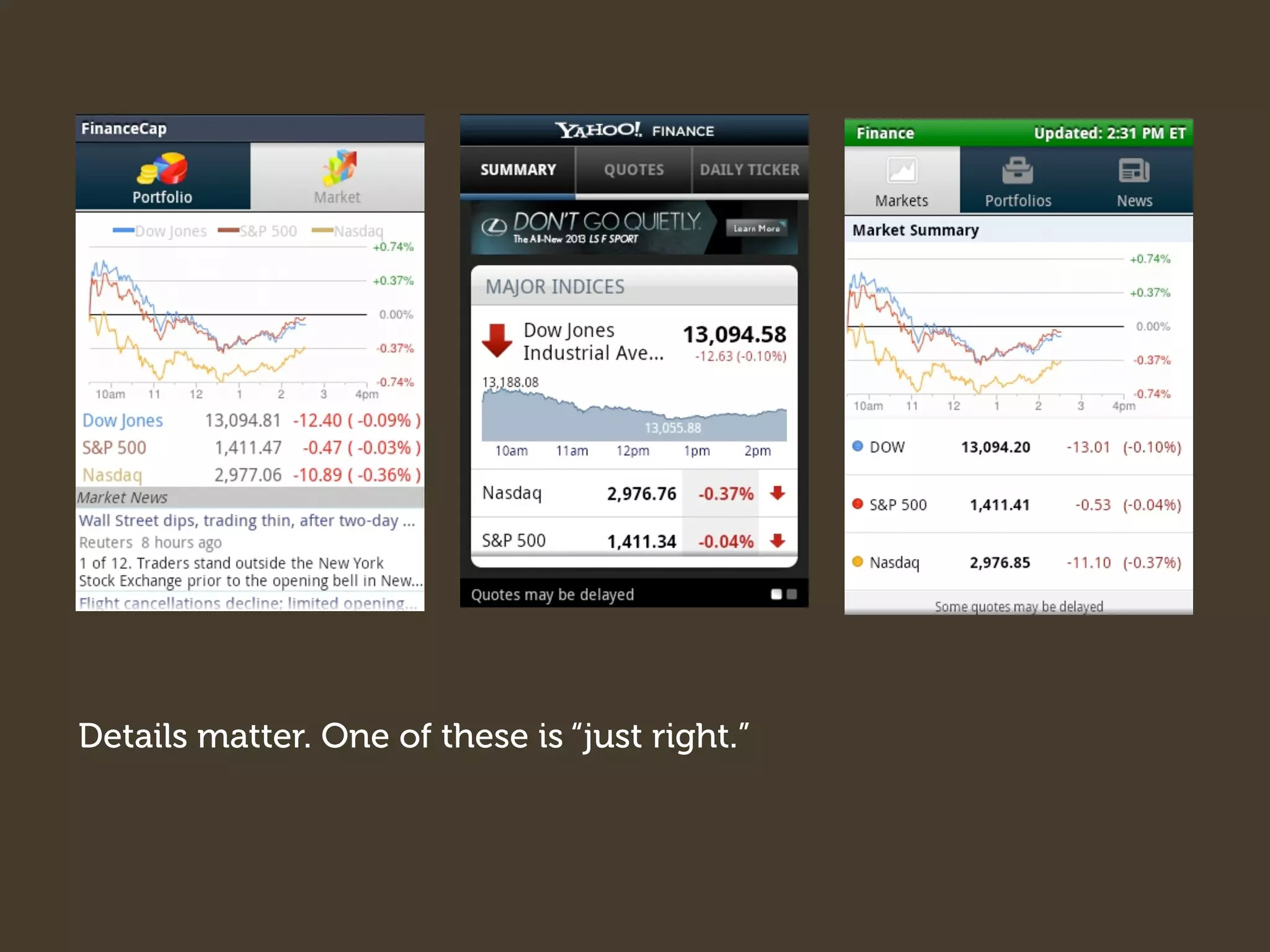 Details matter. One of these is “just right.”

 