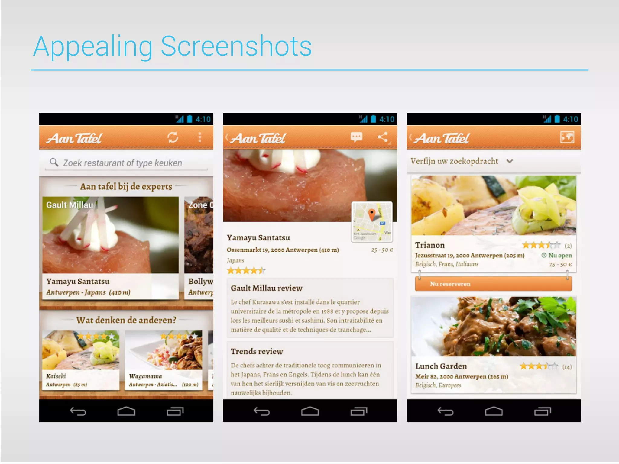 Appealing Screenshots
 