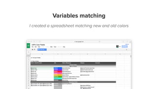 Variables matching
I created a spreadsheet matching new and old colors
 
