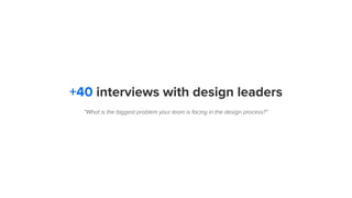+40 interviews with design leaders
“What is the biggest problem your team is facing in the design process?”
 