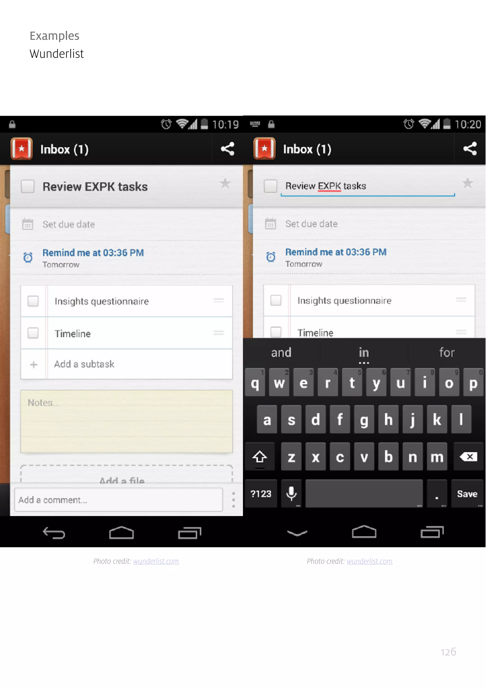 126
Examples
Wunderlist
Photo credit: wunderlist.com Photo credit: wunderlist.com
 