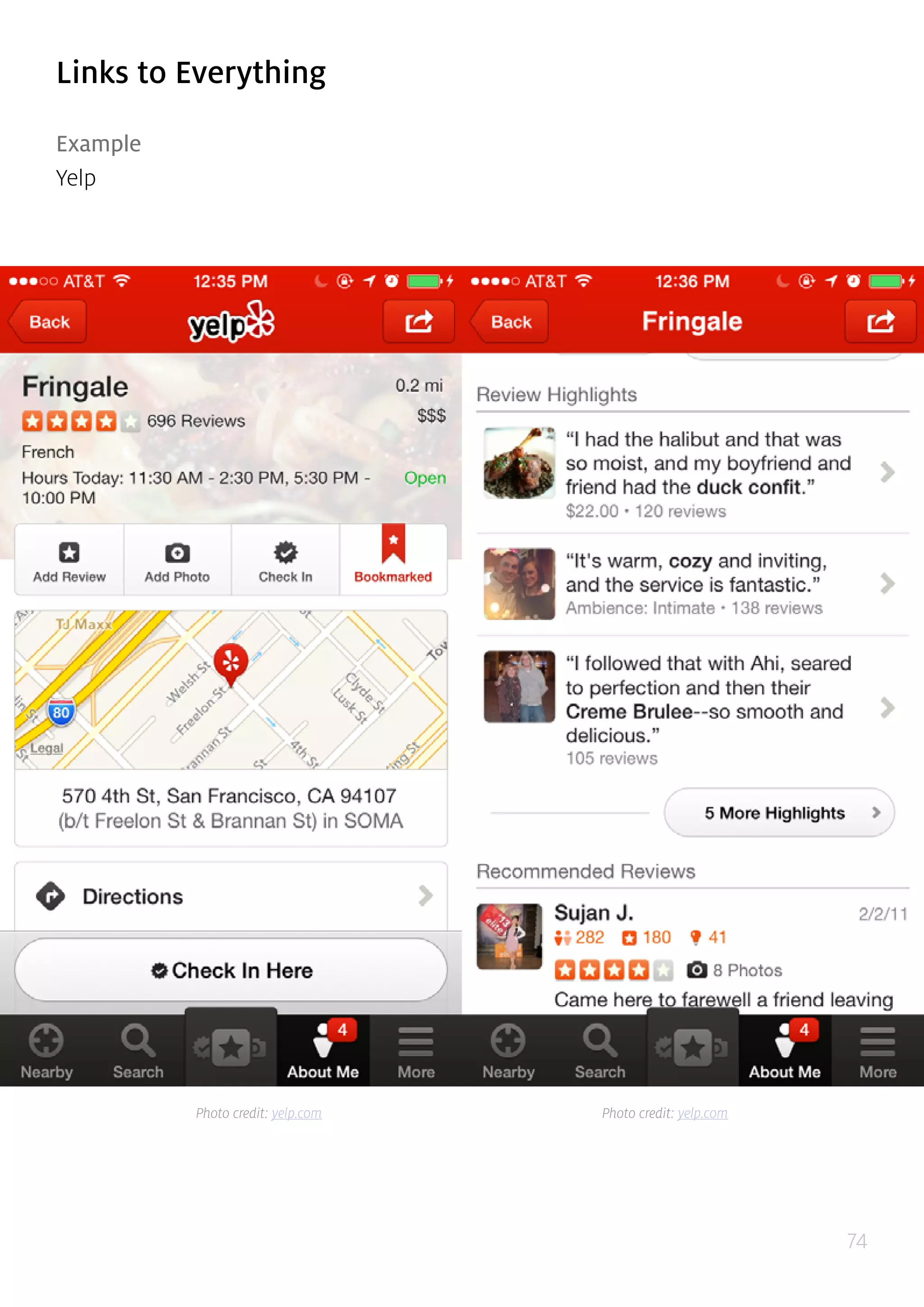 74
Links to Everything
Example
Yelp
Photo credit: yelp.com Photo credit: yelp.com
 