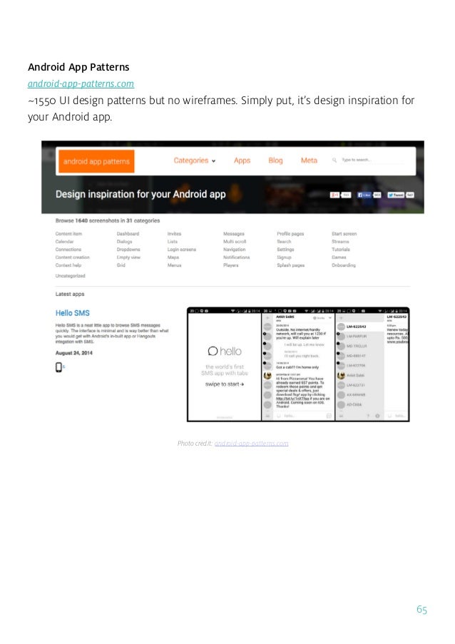 The Guide To Wireframing - photo credit pttrns com 65 65 android app