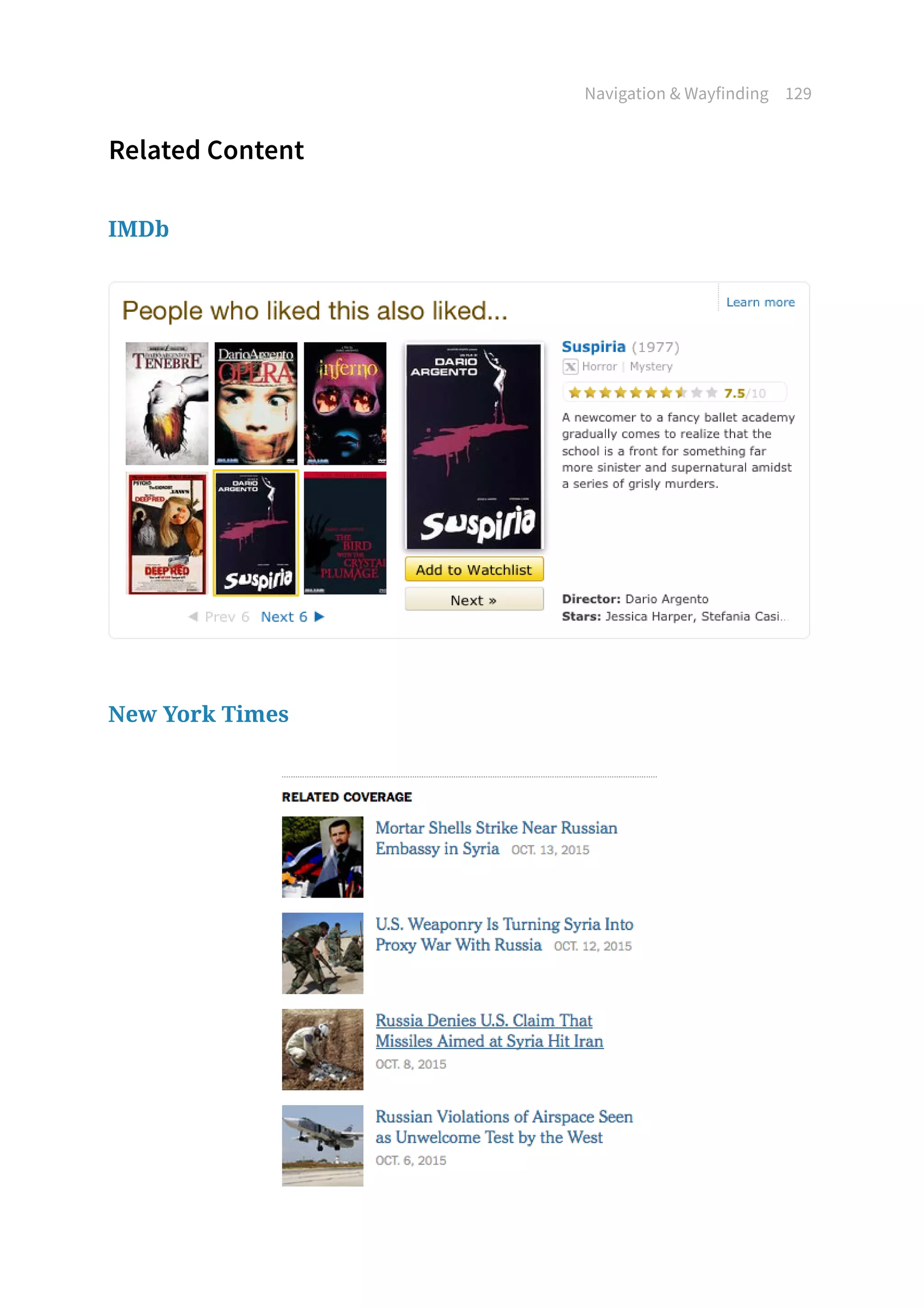 Navigation  Wayfinding 129
Related Content
IMDb
New York Times
 