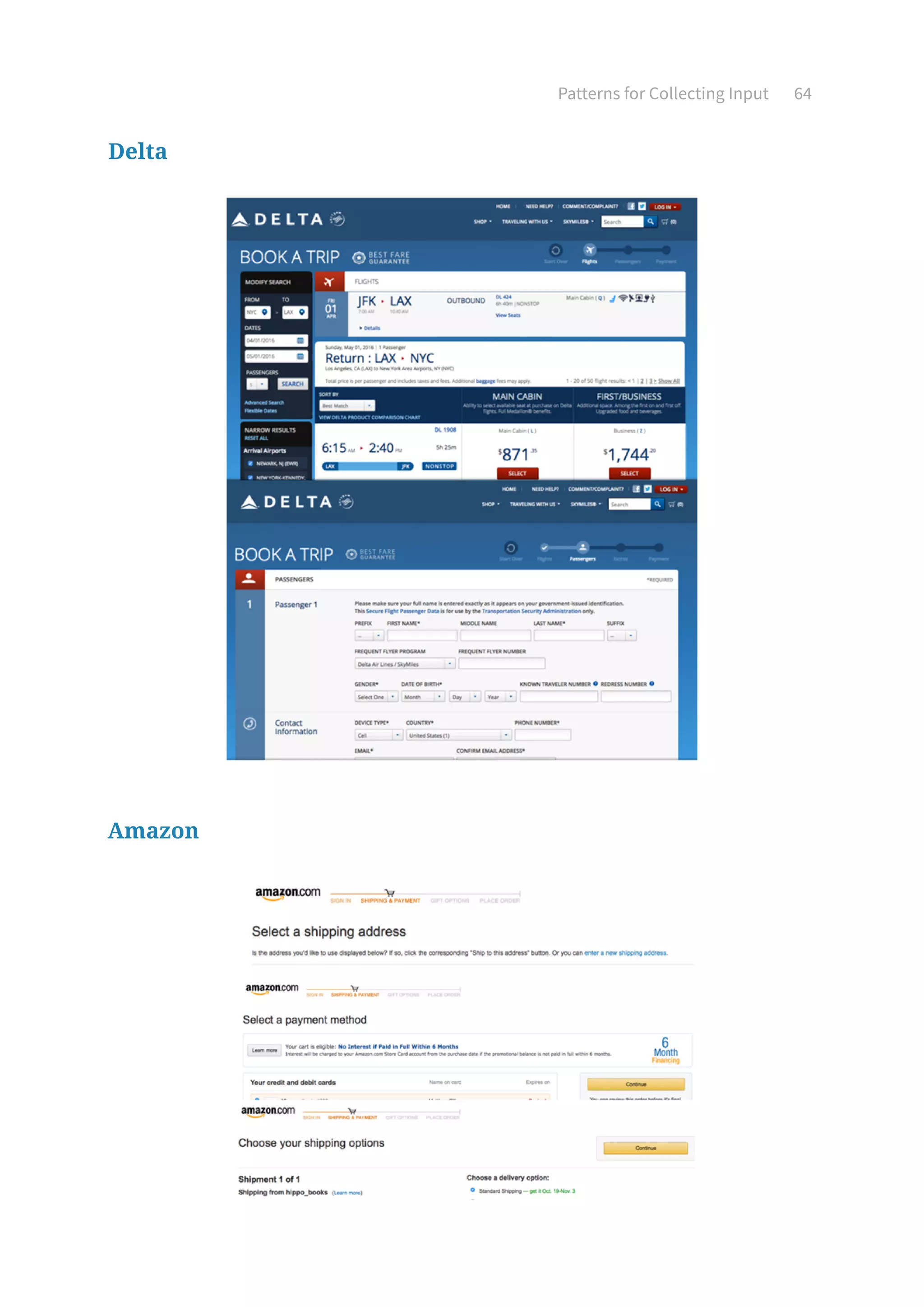 Patterns for Collecting Input 64
Delta
Amazon
 