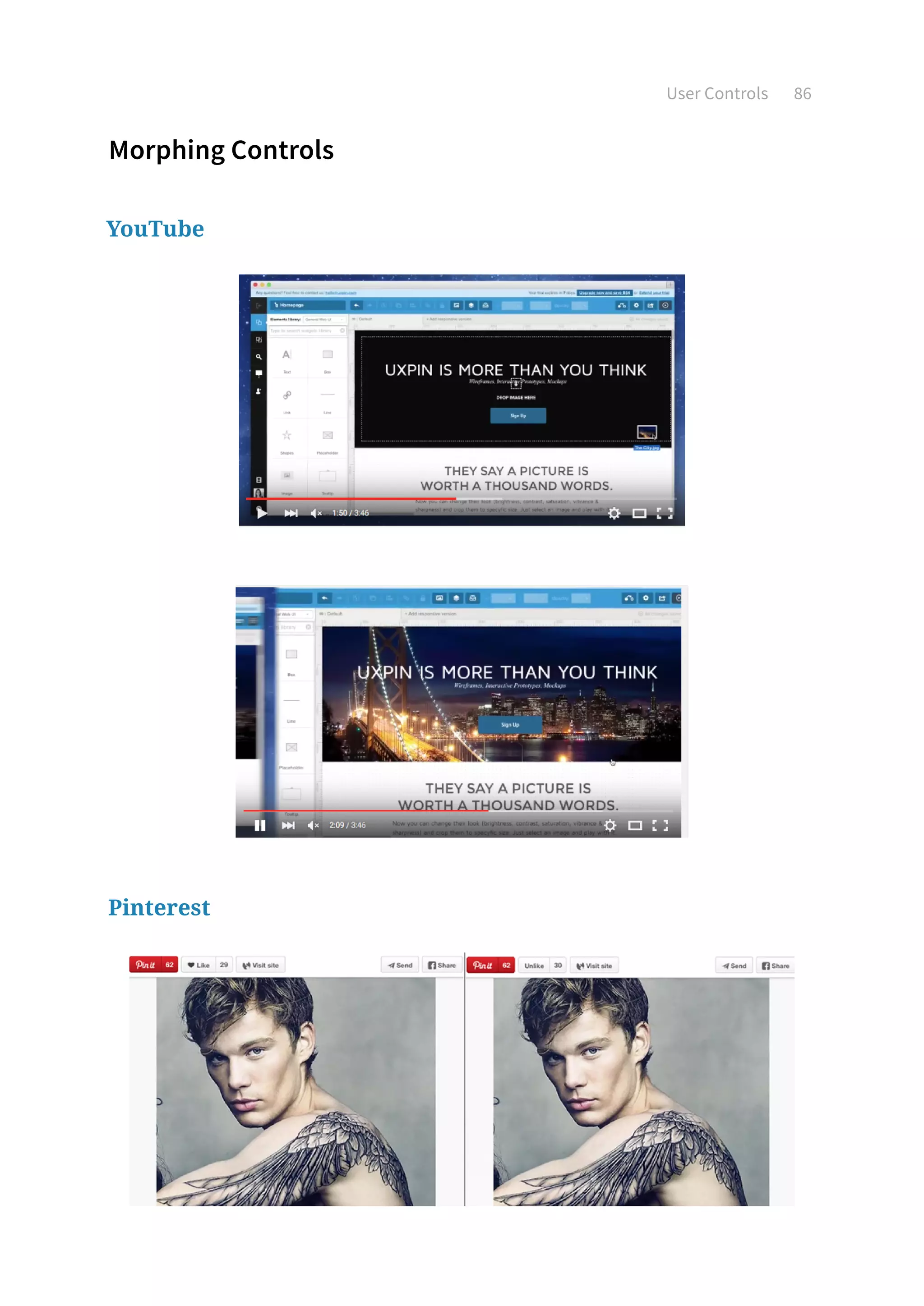 User Controls 86
Morphing Controls
YouTube
Pinterest
 
