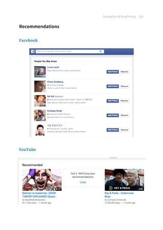 Navigation  Wayfinding 126
Recommendations
Facebook
YouTube
 