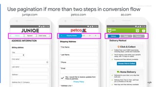 Proprietary + ConfidentialProprietary + Confidential
juniqe.com petco.com ao.com
Use pagination if more than two steps in conversion flow
 