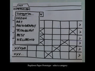 Popdown Paper Prototype - select a category
 