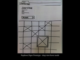 Popdown Paper Prototype - shop view hover mode
 