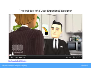 The first day for a User Experience Designer 
http://youtu.be/OmbA2S_wU-k 
The User Experience Design of Everything @siyafrica 
 
