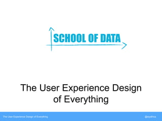 The User Experience Design 
of Everything 
The User Experience Design of Everything @siyafrica 
 