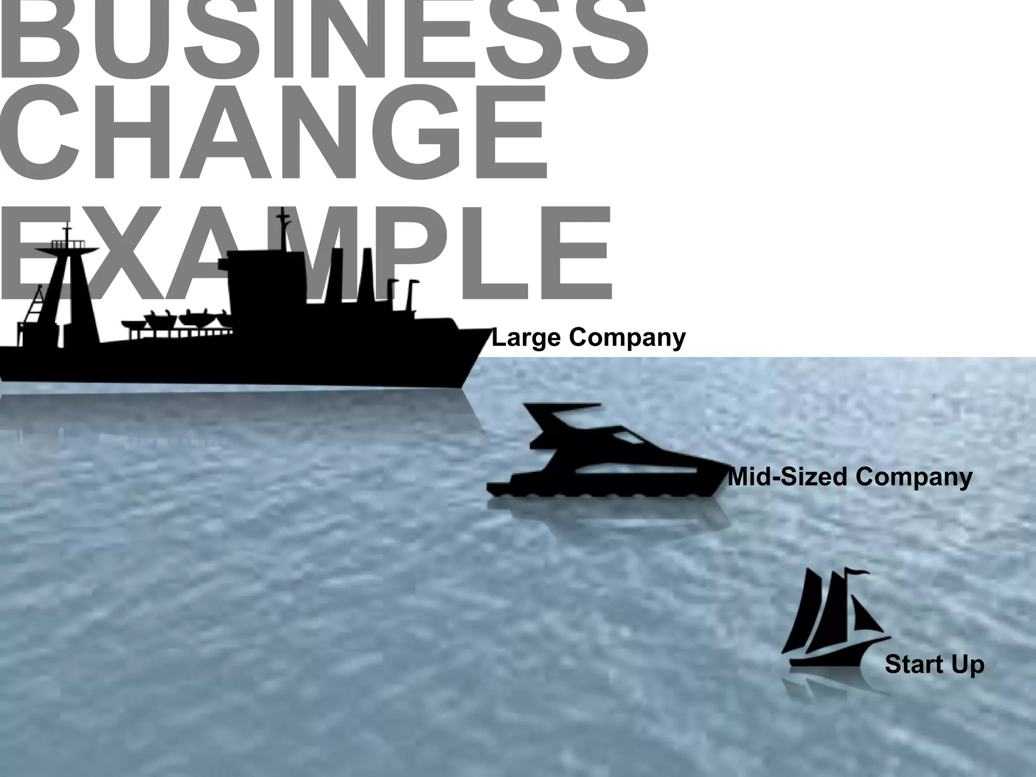 BUSINESS 
CHANGE 
EXAMPLE 
Large Company 
Mid-Sized Company 
Start Up 
 