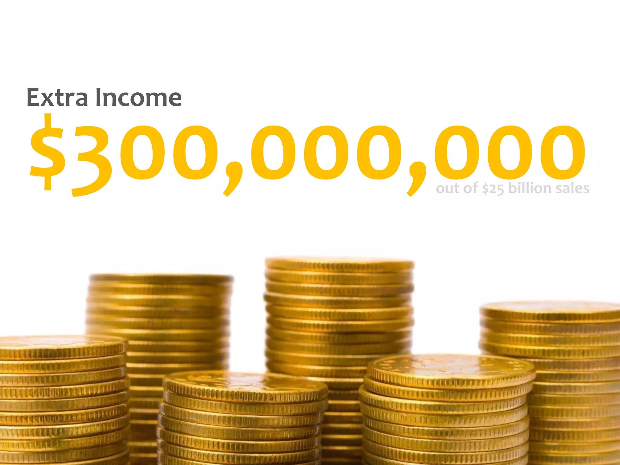 Extra Income$300,000,000out of $25 billion sales 