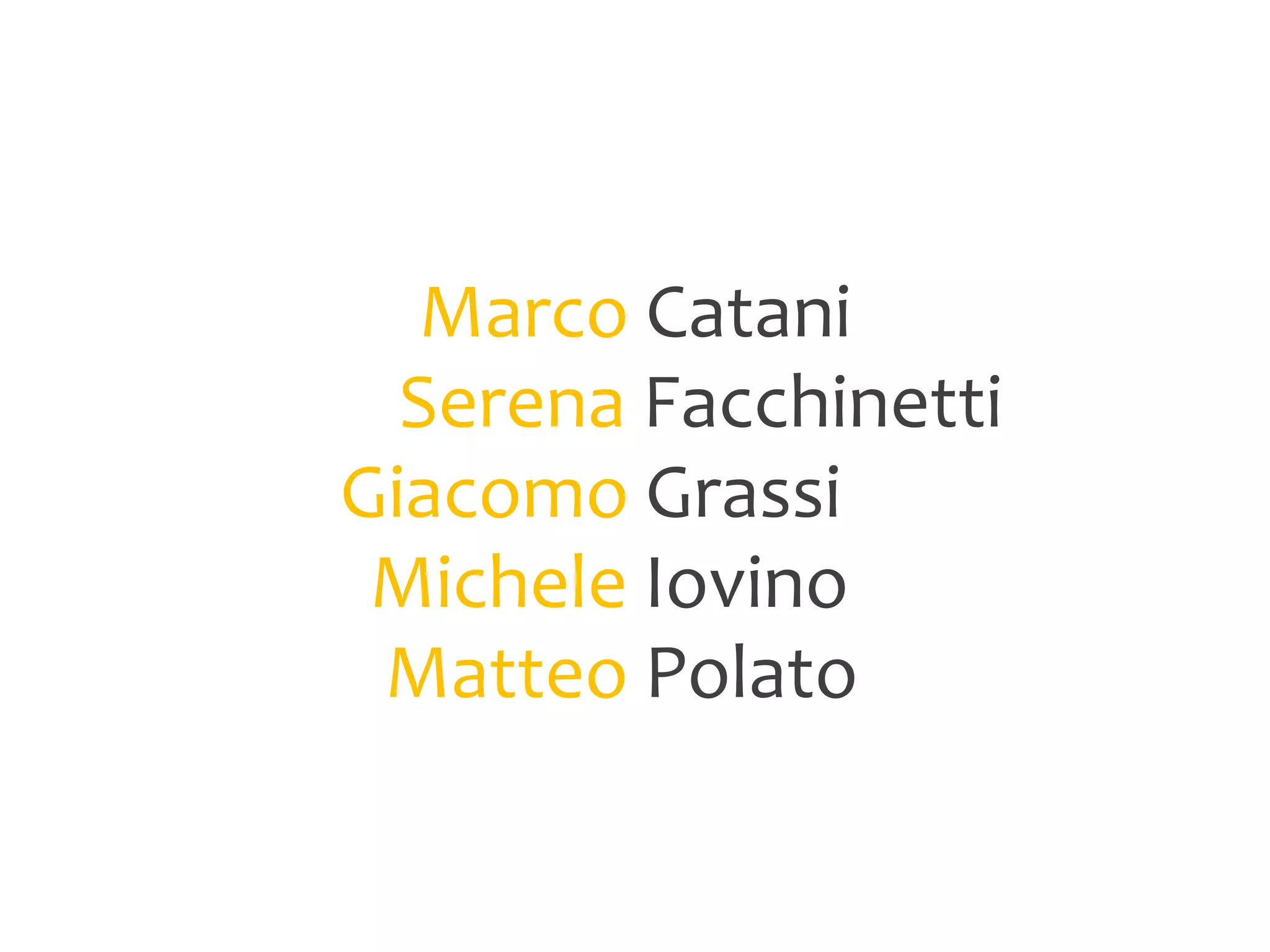 Marco CataniSerena FacchinettiGiacomo GrassiMichele IovinoMatteo Polato