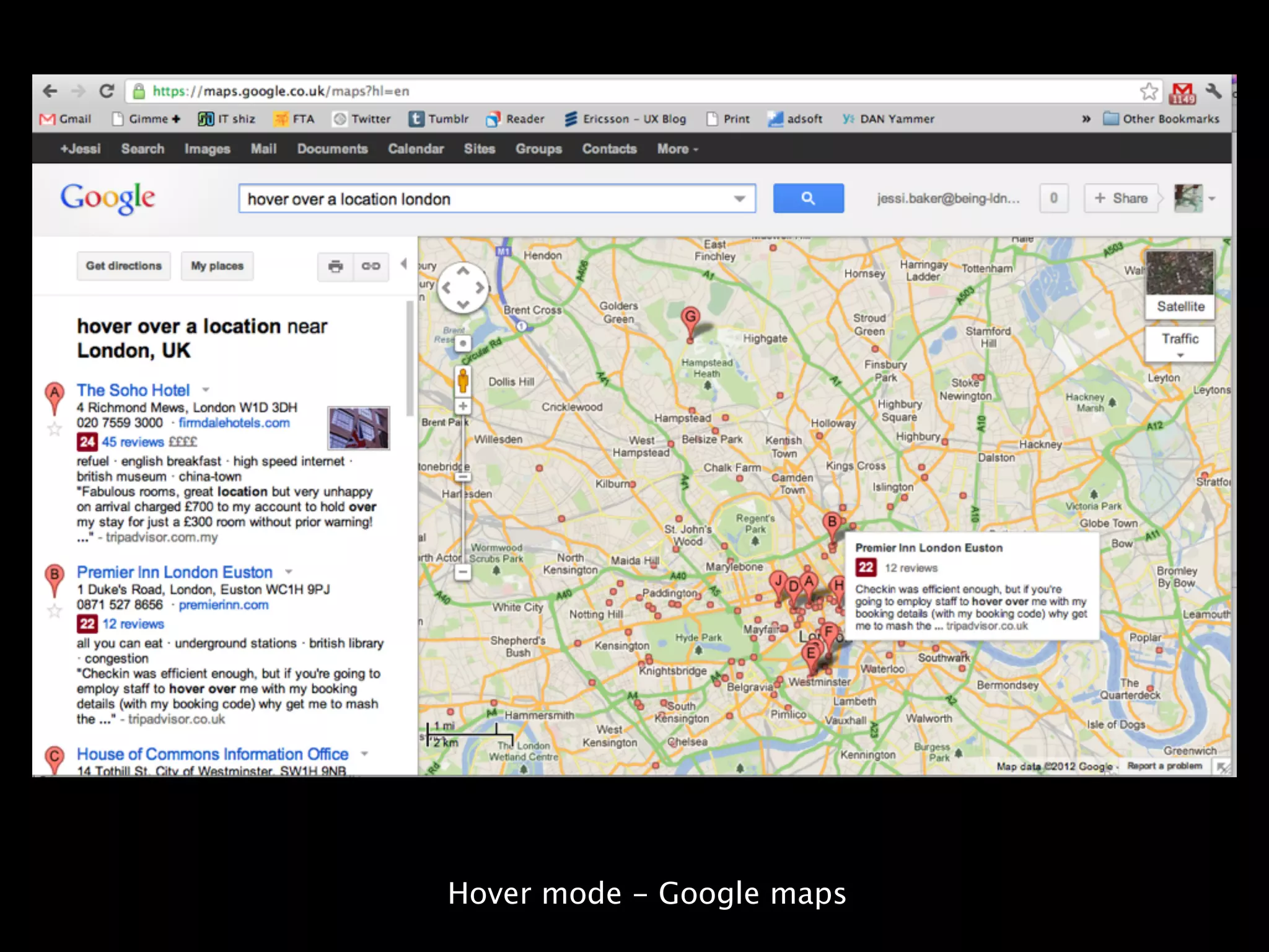 Hover mode - Google maps
 