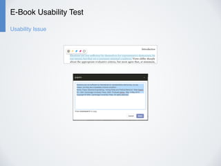 E-Book Usability Test
Usability Issue
 