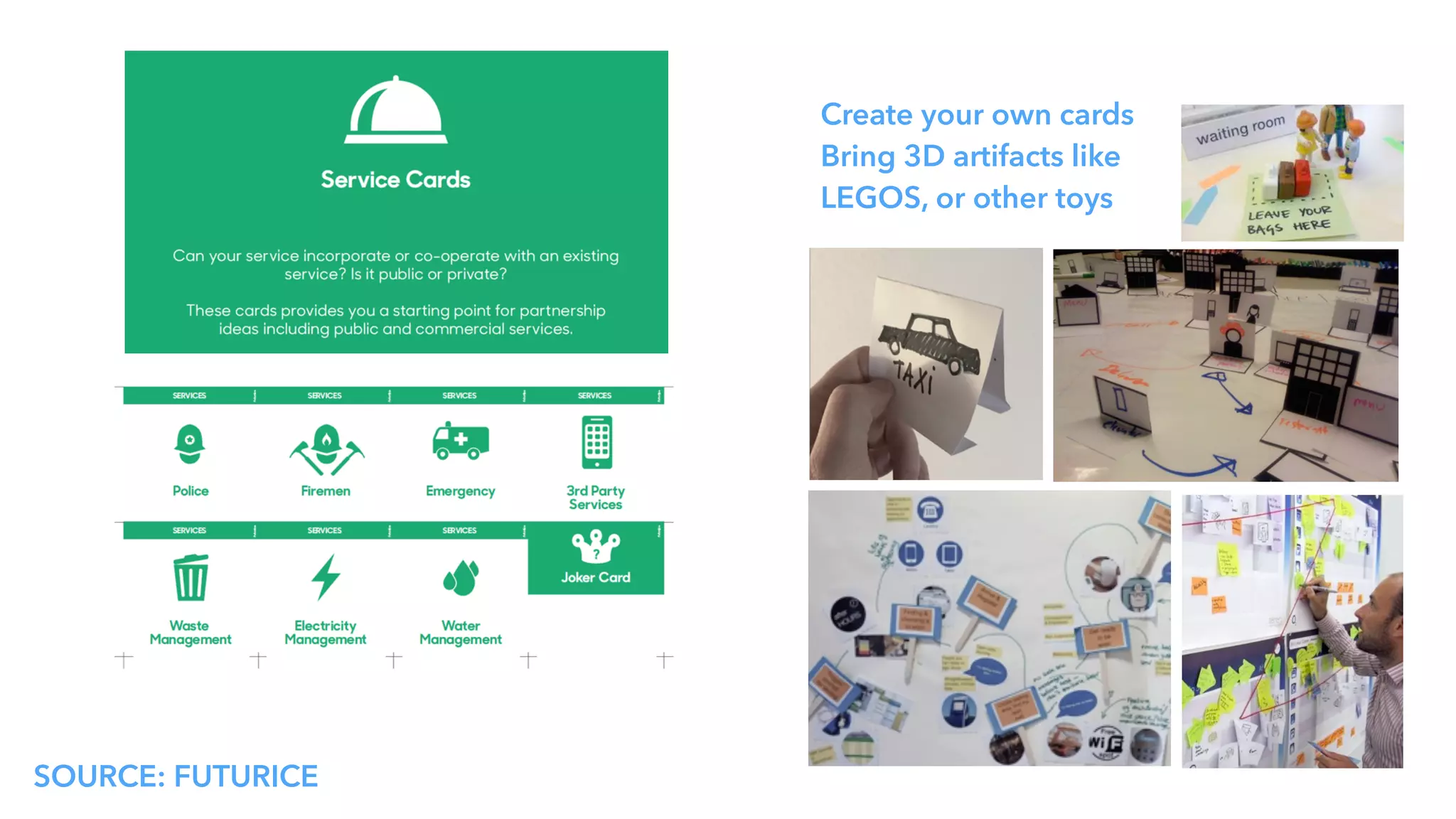 Create your own cards
Bring 3D artifacts like
LEGOS, or other toys
SOURCE: FUTURICE
 