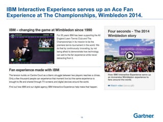 IBM Interactive Experience serves up an Ace Fan
Experience at The Championships, Wimbledon 2014.
19
 