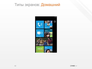 Типы экранов: Домашний83