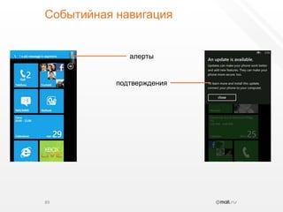Событийная навигация89алертыподтверждения