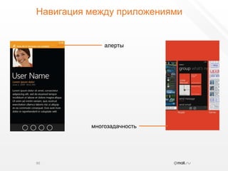 Навигация между приложениями90алертымногозадачность