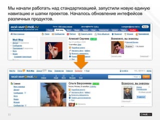 Мы начали работать над стандартизацией, запустили новую единую
навигацию и шапки проектов. Началось обновление интефейсов
различных продуктов.




11
 