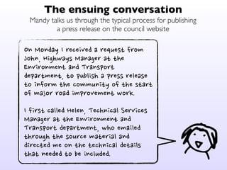 Our varied, siloed environment
To discover how content decisions are made and how 	

they could be improved, we need to ﬁgure out who 	

best to talk to
Mandy
?
??
?
?
 