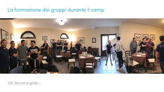 UX, Scrum e gilde...
La formazione dei gruppi durante il camp
 