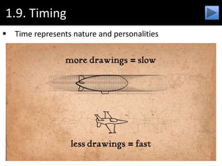 1.9. Timing
 Time represents nature and personalities
 