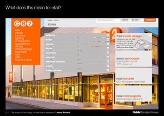 What does this mean to retail?
13 / The impact of technology on retail brand experience / Jason Pollard
 