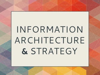 INFORMATION
ARCHITECTURE
& STRATEGY
 