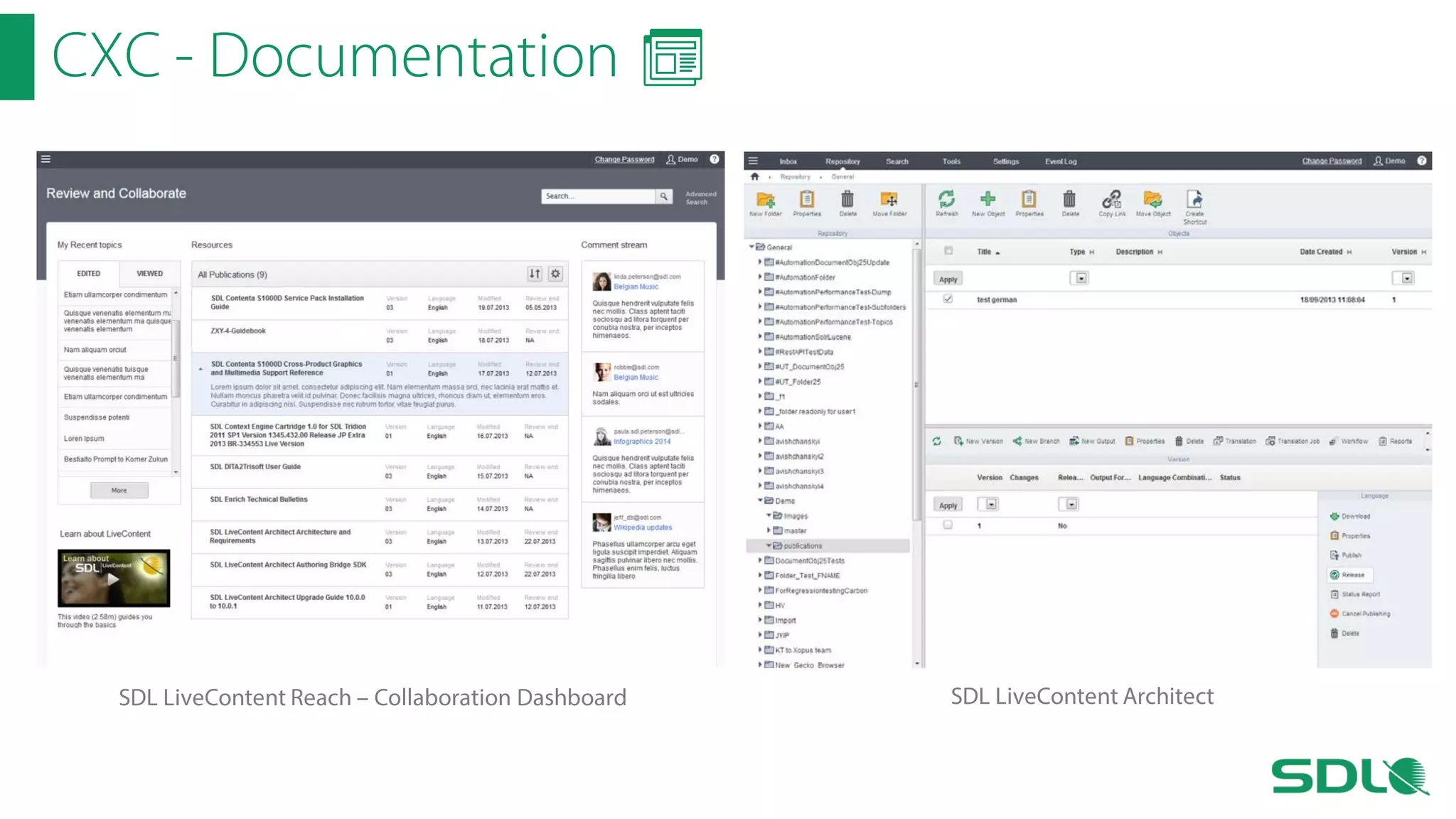 CXC - Documentation

SDL LiveContent Reach – Collaboration Dashboard

SDL LiveContent Architect

 