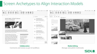 Screen Archetypes to Align Interaction Models

Collaboration
Comments and reviews as part of workflows

Media Editing
Manage and publish multimedia

 