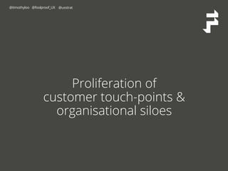 @timothyloo @foolproof_UX @uxstrat 
Proliferation of 
customer touch-points & 
organisational siloes 
 
