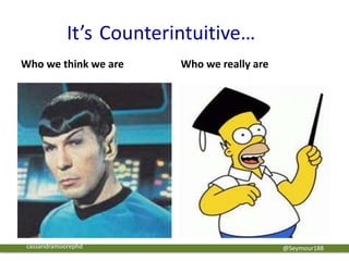 Who we think we are Who we really are
@Seymour188cassandramoorephd
It’s Counterintuitive…
 